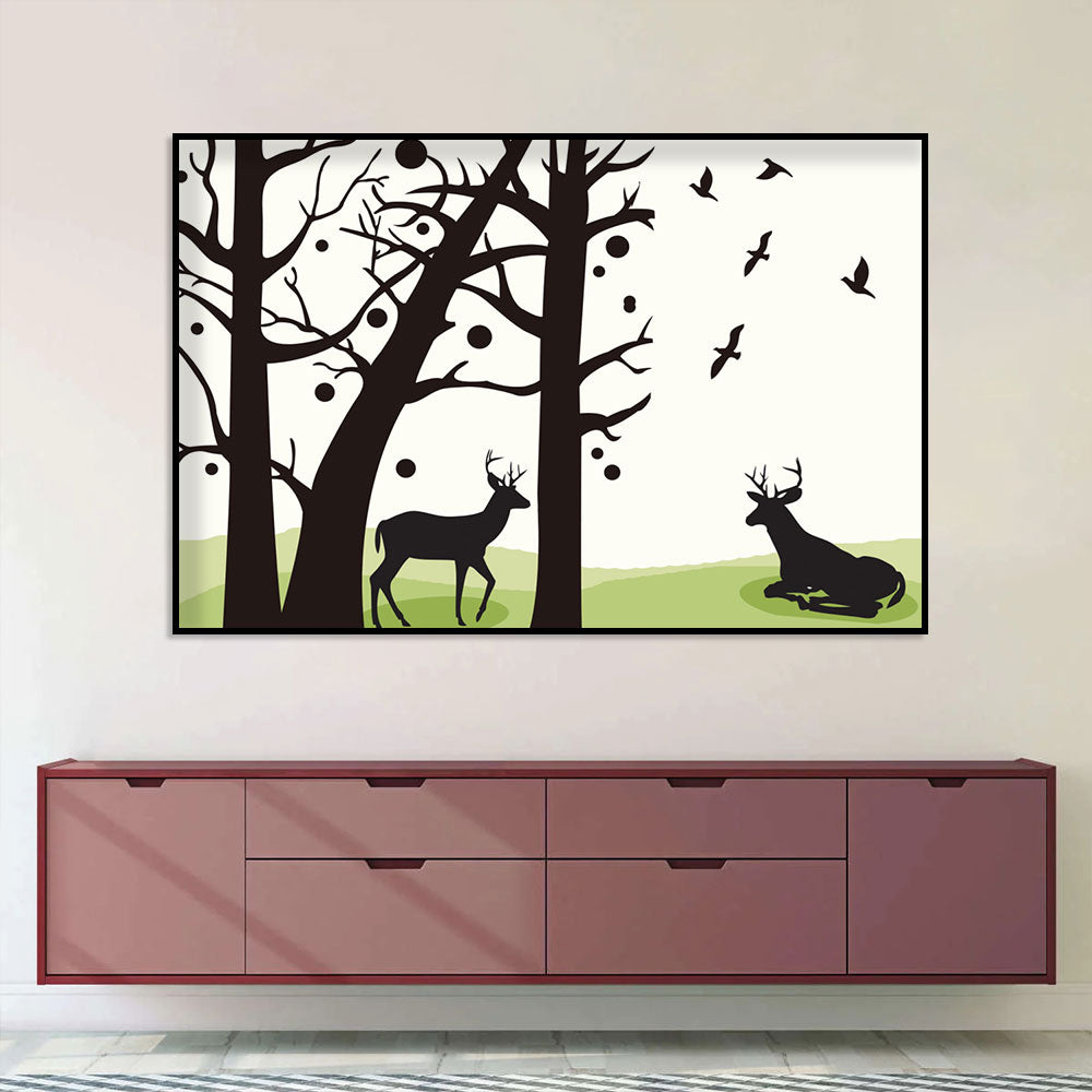 Peaceful Forest Deer Canvas Wall Art