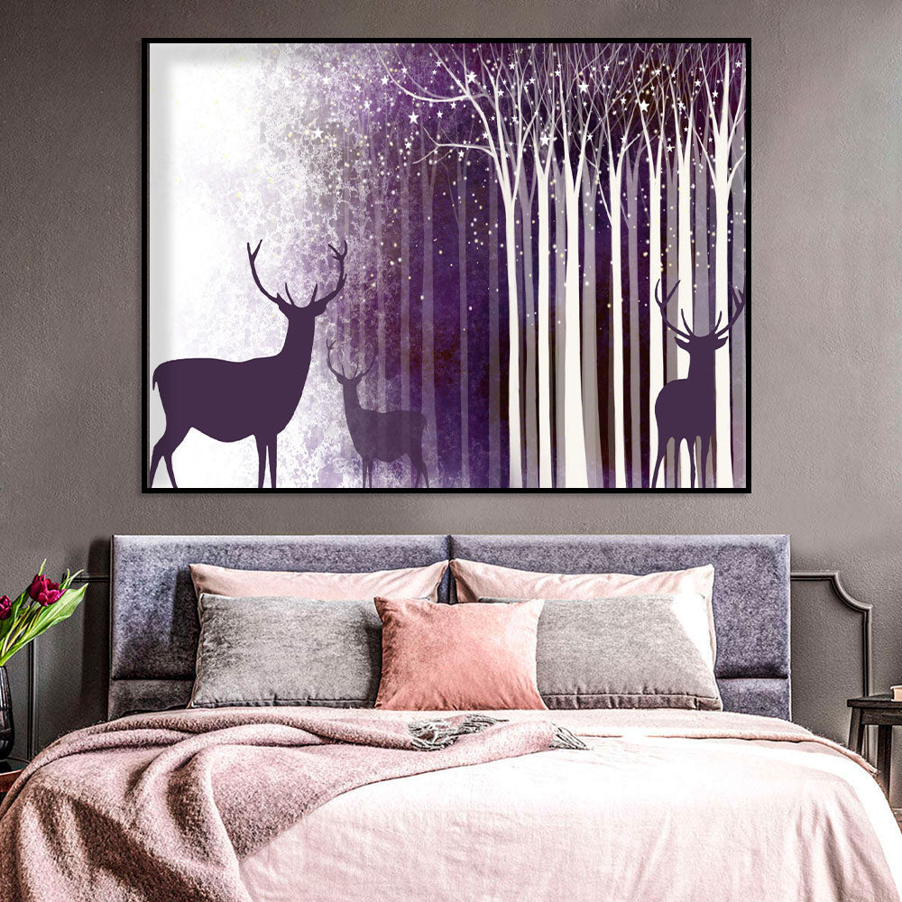 Enchanted Deer in Twilight Forest Canvas Wall Art