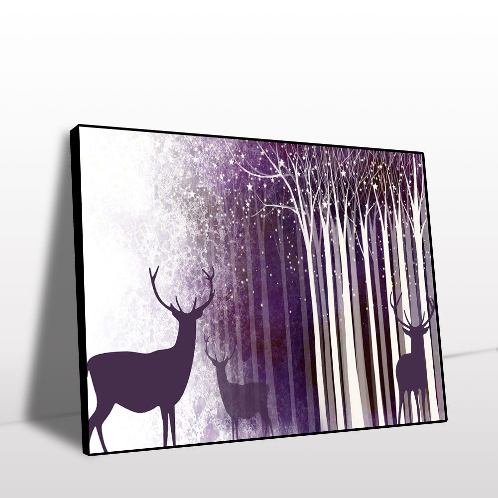 Enchanted Deer in Twilight Forest Canvas Wall Art