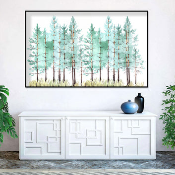 Serene Pine Forest Watercolor Canvas Wall Art