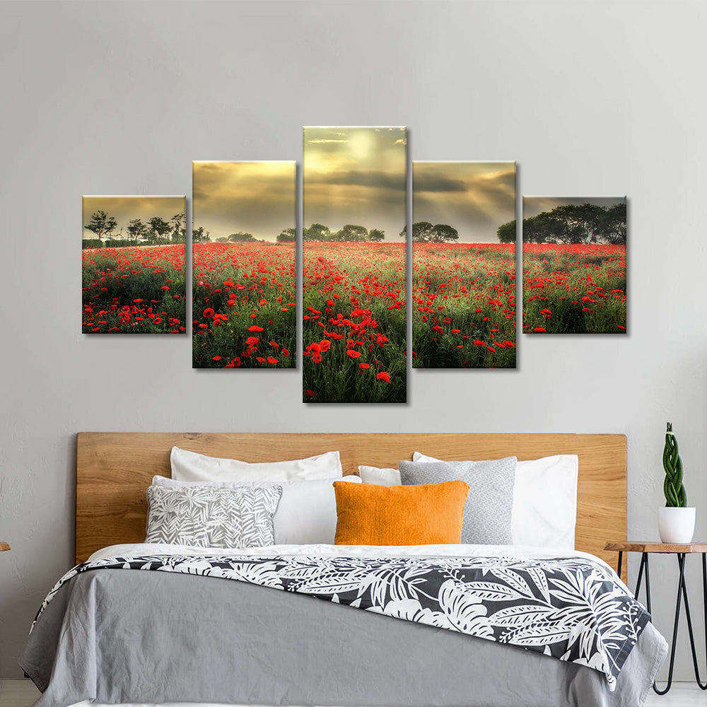Poppy Field in Sunset canvas wall art