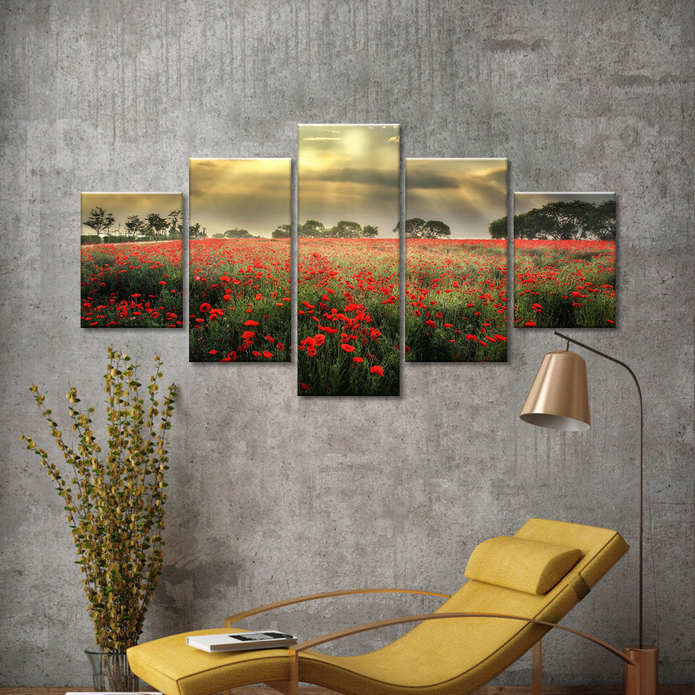 Poppy Field in Sunset canvas wall art