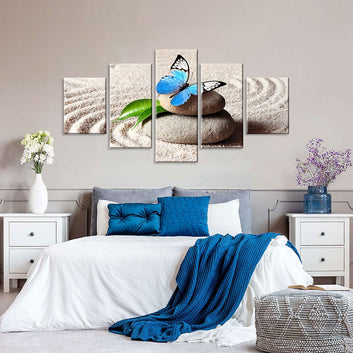 Butterfly on Yoga Stone Canvas Wall Art