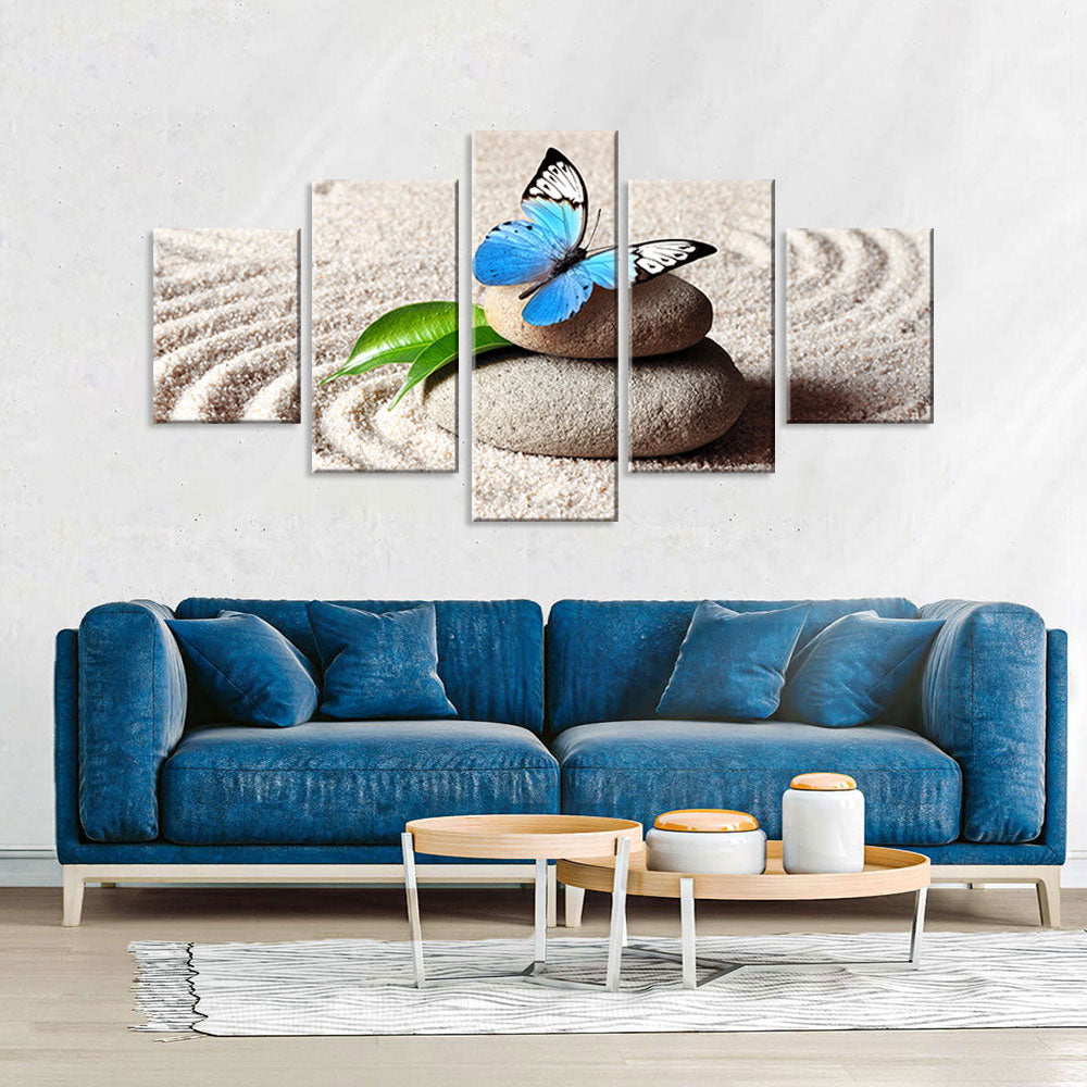 Butterfly on Yoga Stone Canvas Wall Art