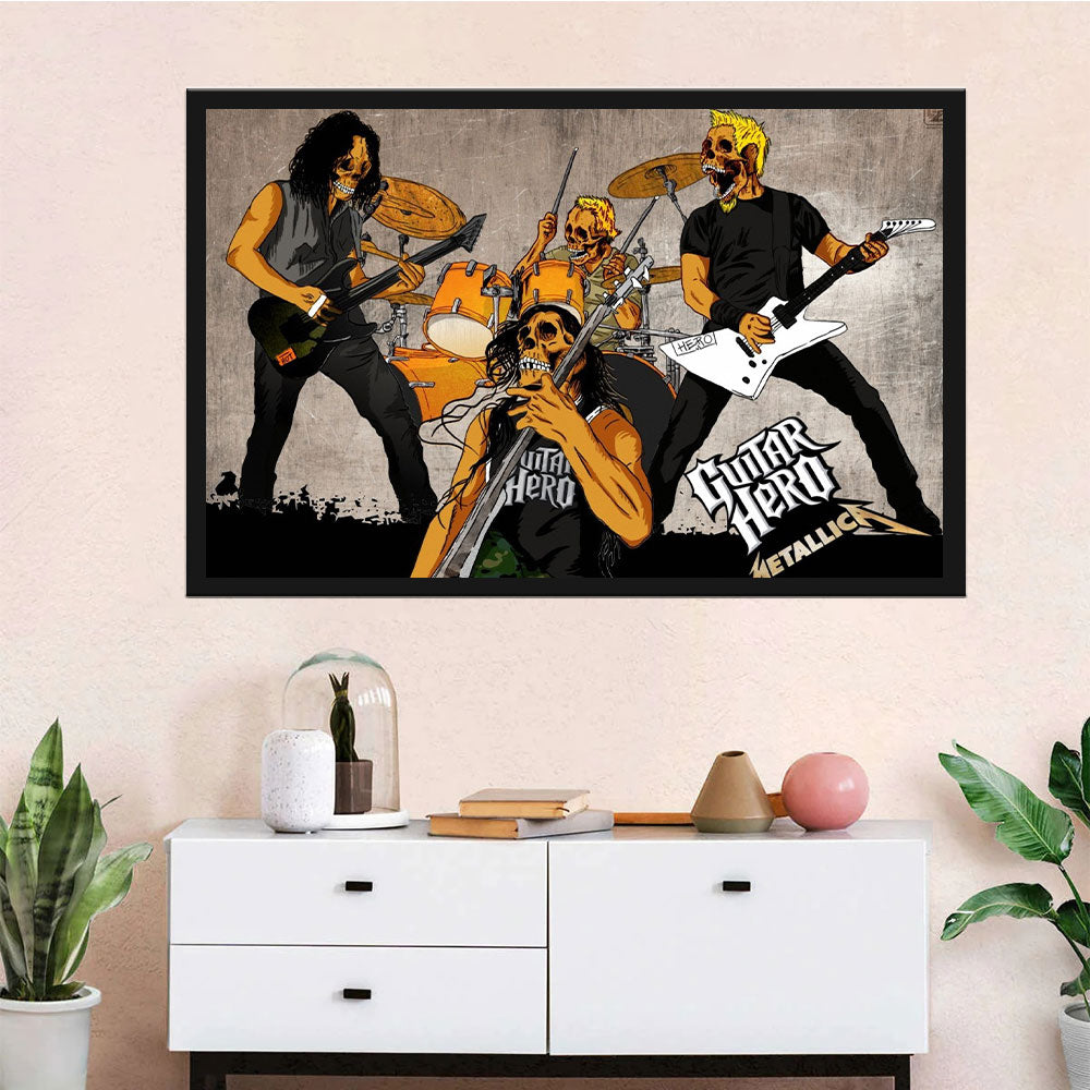 Metallica Playing Guitar in Skull Canvas Wall Art