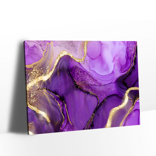 Luxury Purple and Gold Marble Texture Canvas Wall Art