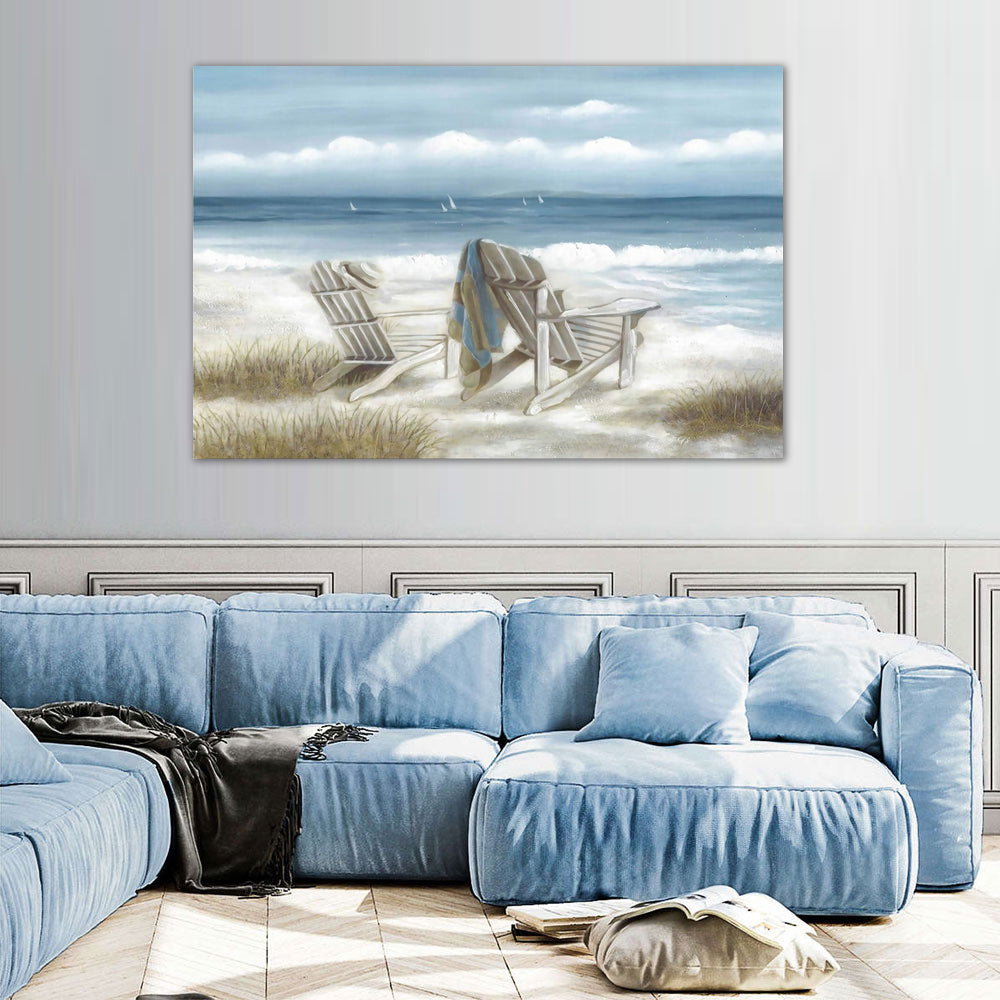 Serene Beach Chairs Canvas Wall Art