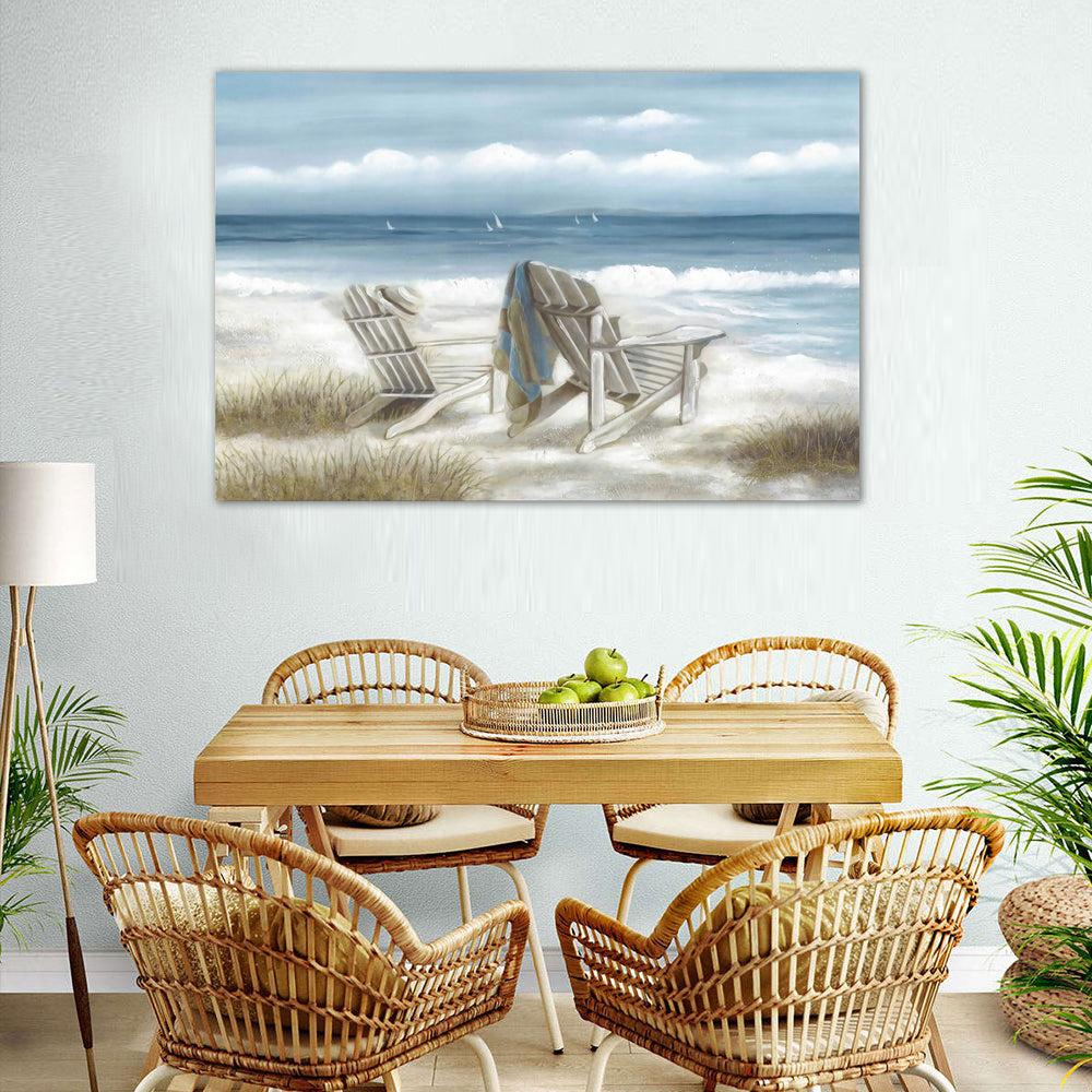 Serene Beach Chairs Canvas Wall Art