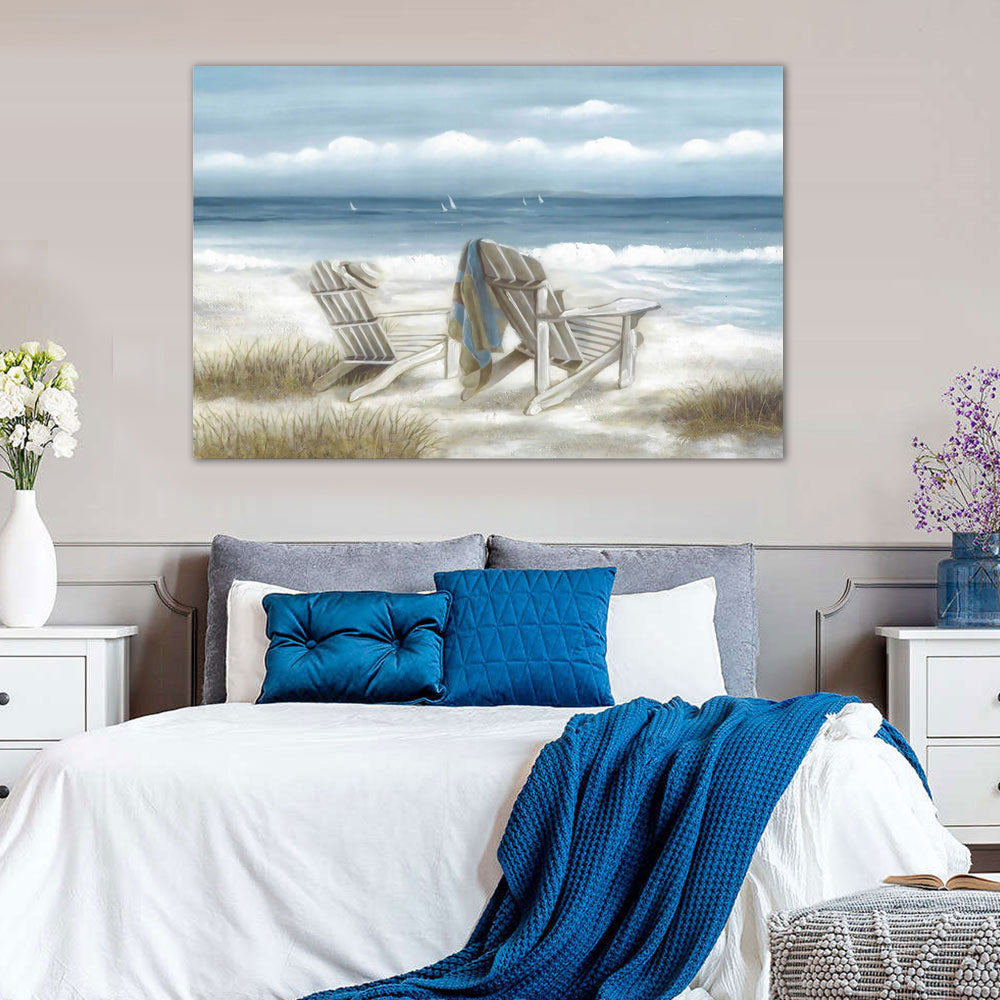 Serene Beach Chairs Canvas Wall Art