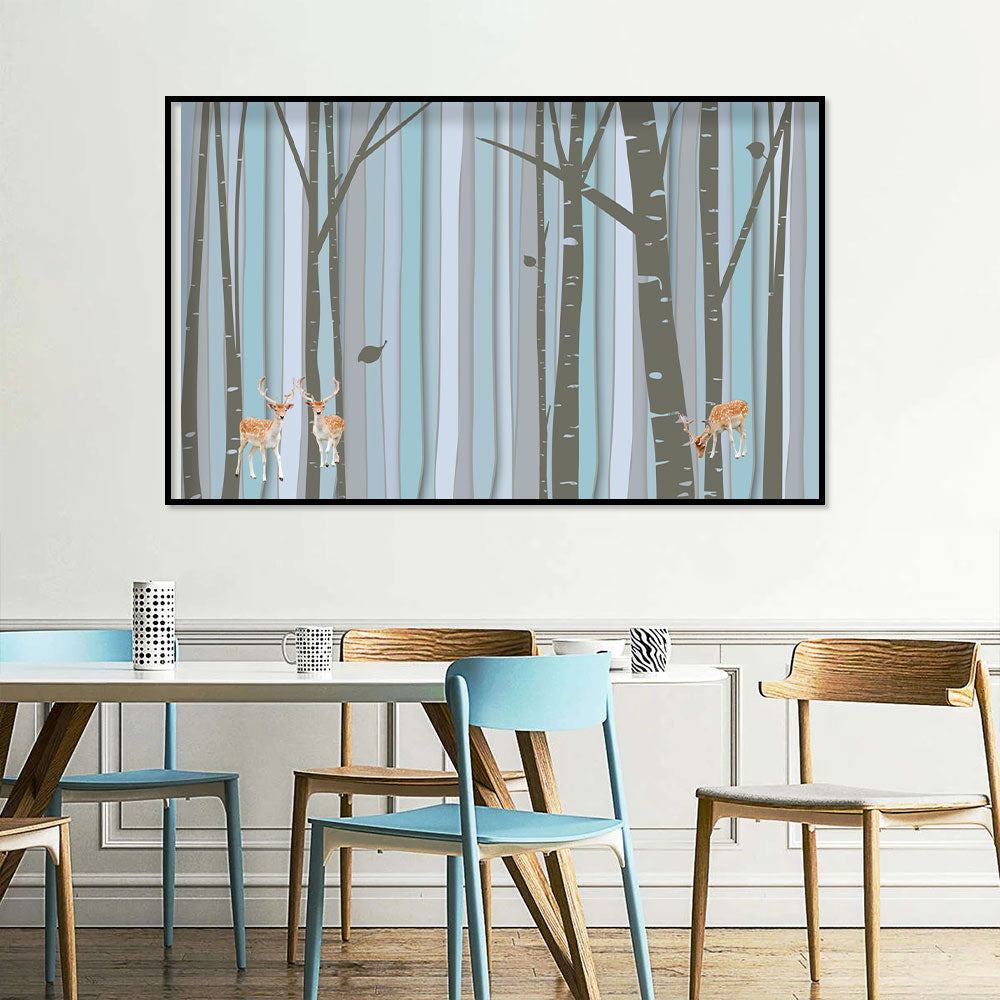 Deer in Enchanted Forest Canvas Wall Art