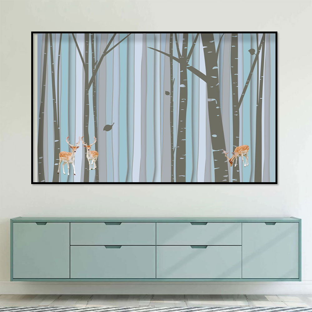 Deer in Enchanted Forest Canvas Wall Art