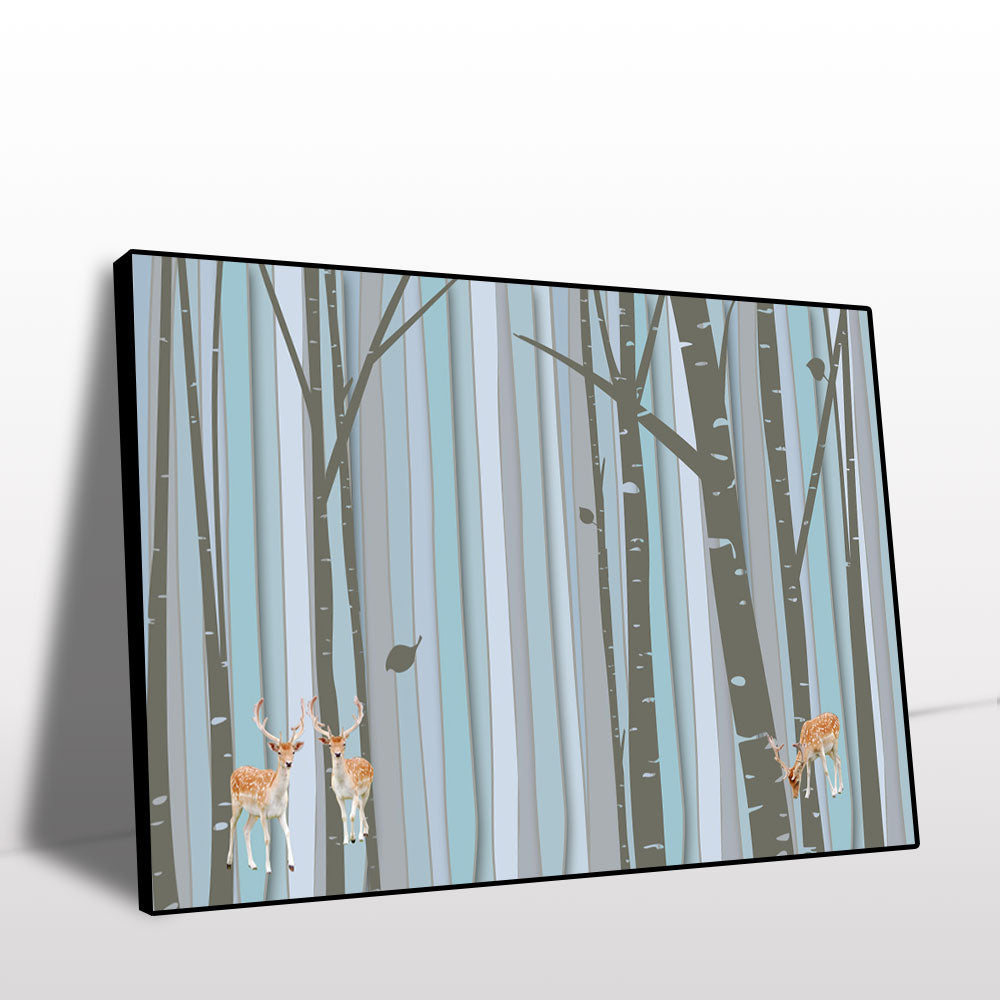 Deer in Enchanted Forest Canvas Wall Art