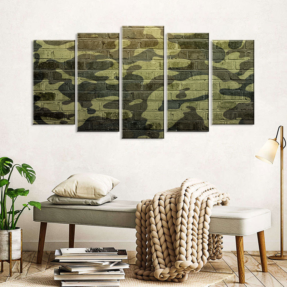 5 Piece Military Brick Wall Canvas Wall Art