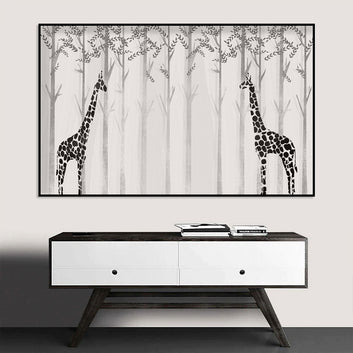 Whimsical Giraffes in Forest Canvas Wall Art