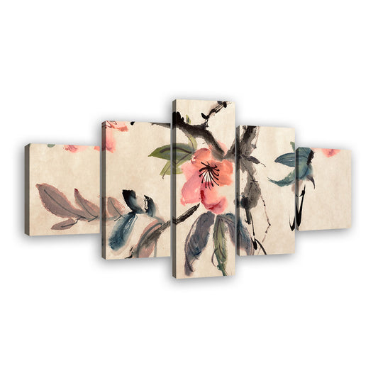 Abstract Chinese Watercolor Flower Canvas Wall Art