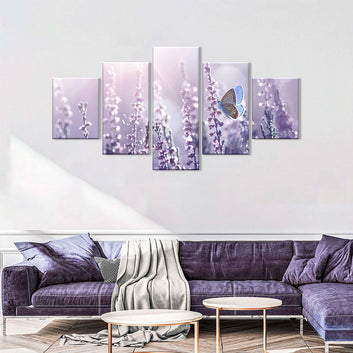 Butterfly on Lavender Flower Canvas Wall Art