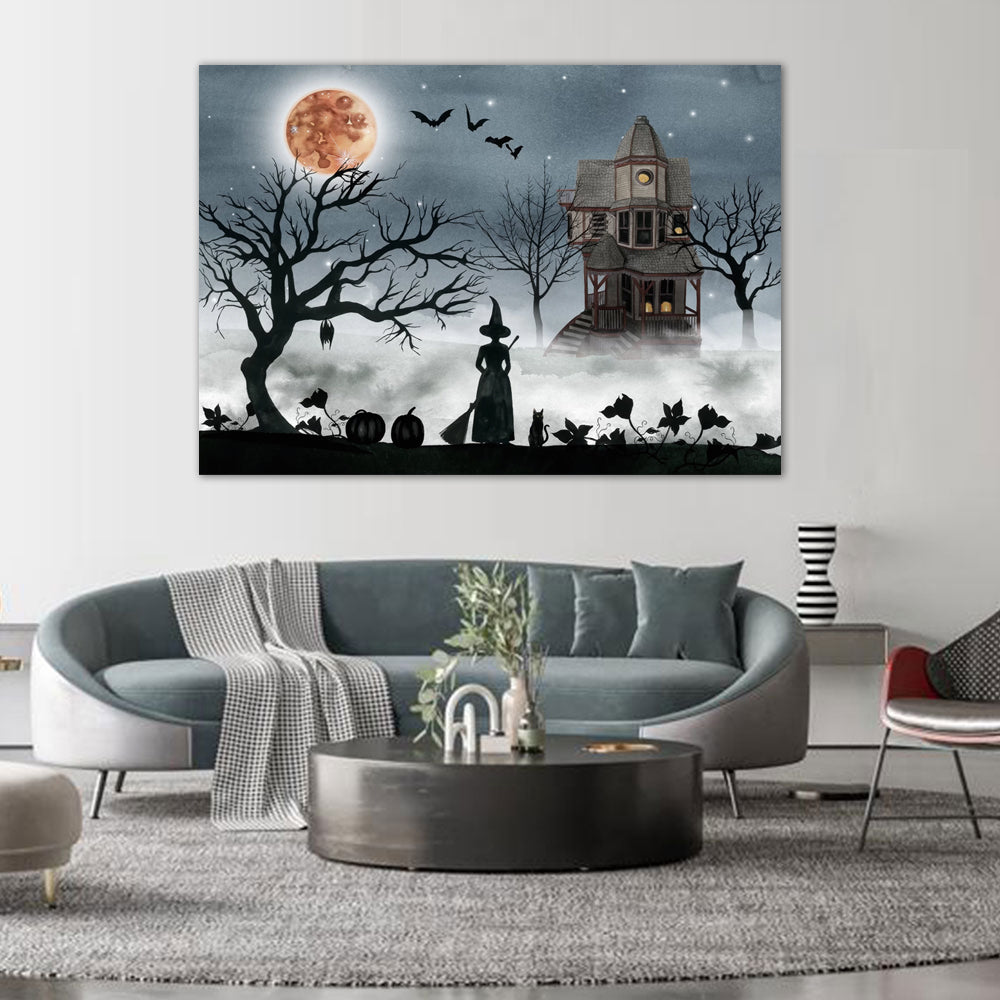 Haunted Halloween Night Canvas Wall Art