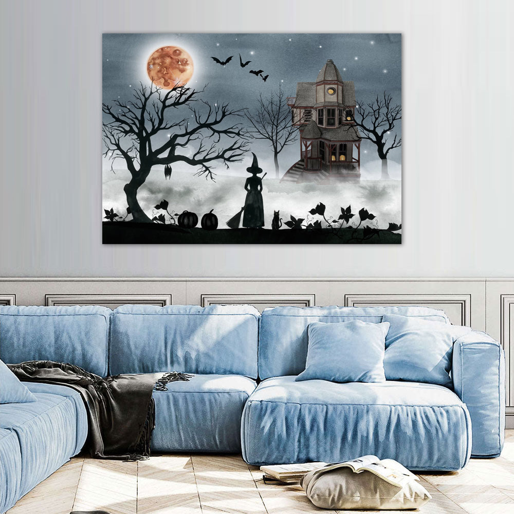 Haunted Halloween Night Canvas Wall Art