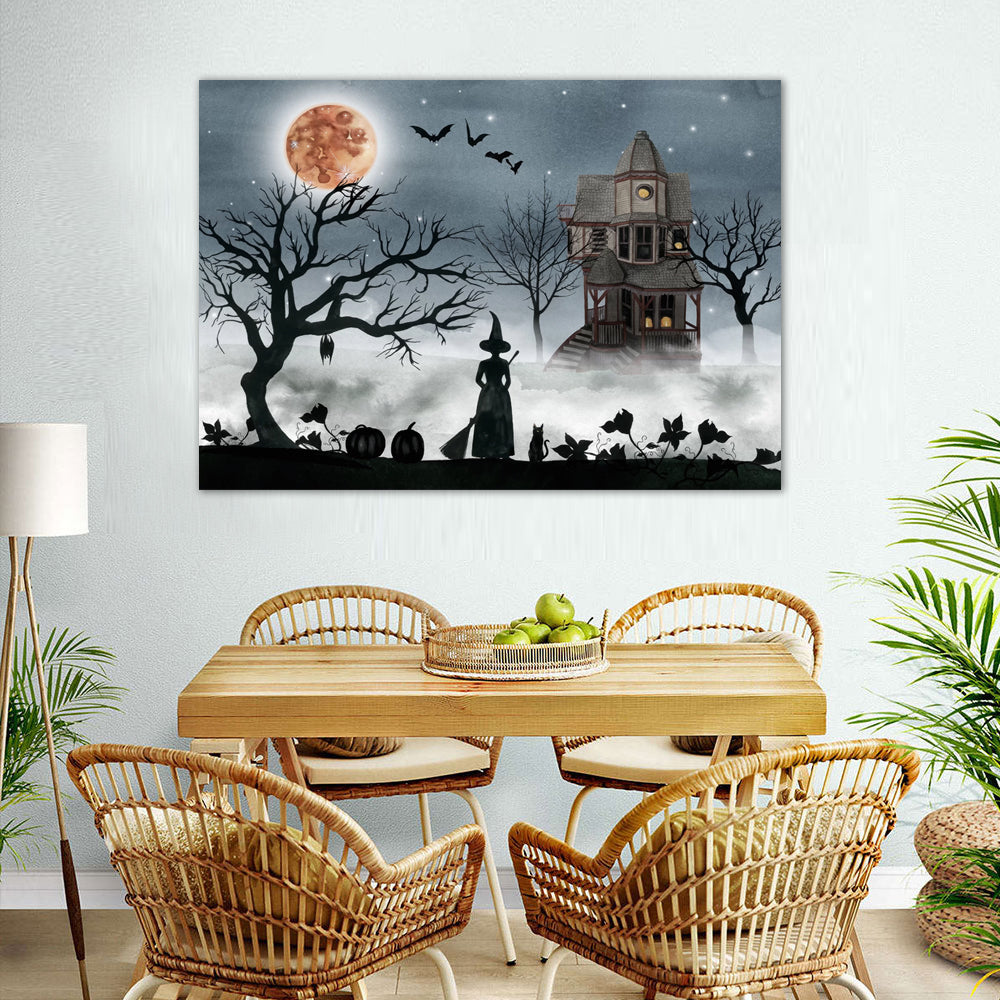 Haunted Halloween Night Canvas Wall Art