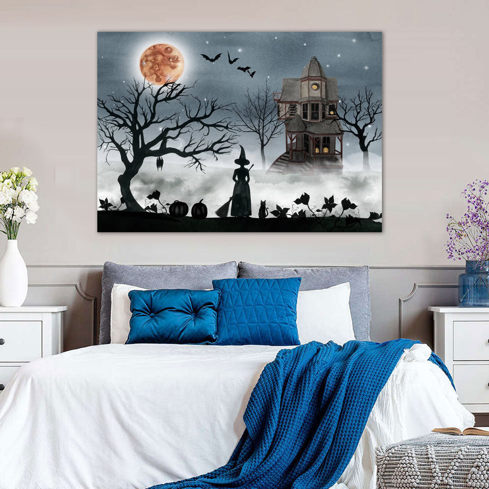 Haunted Halloween Night Canvas Wall Art