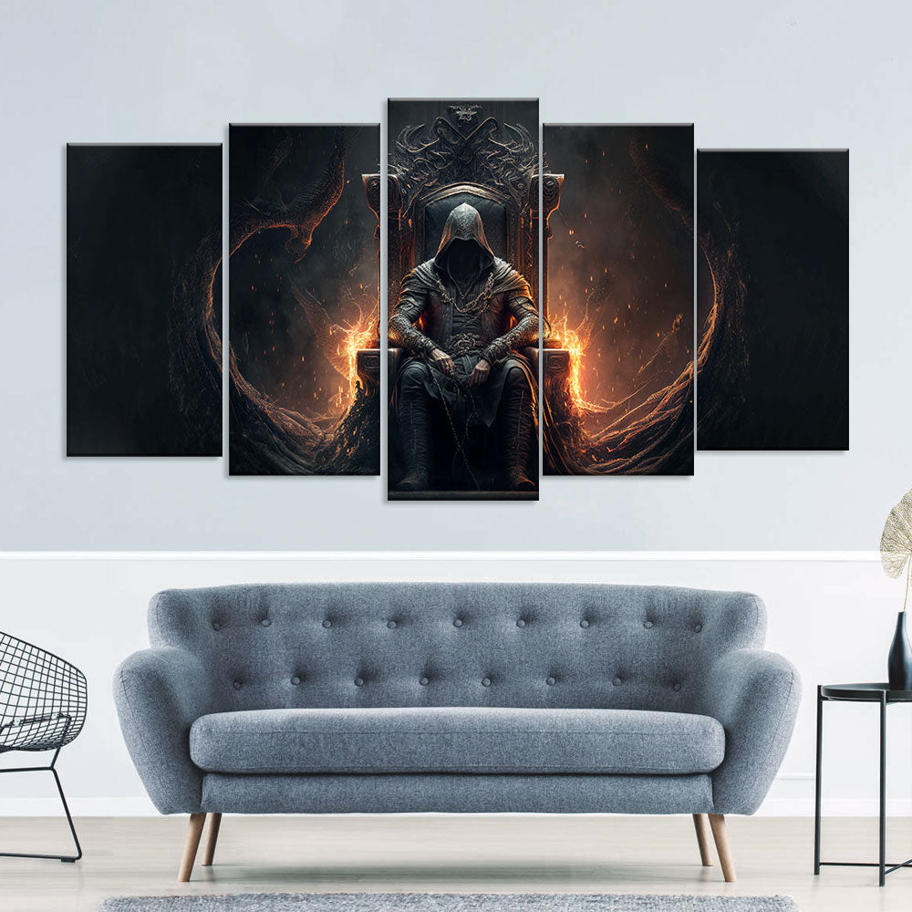 Demon Sitting on a Throne Canvas Wall Art