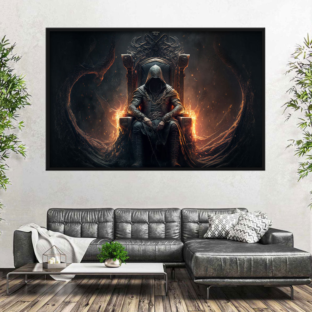 Demon Sitting on a Throne Canvas Wall Art