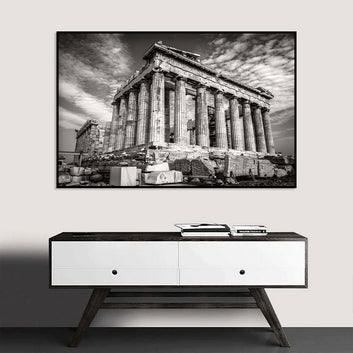 Timeless Parthenon Black and White Canvas Wall Art