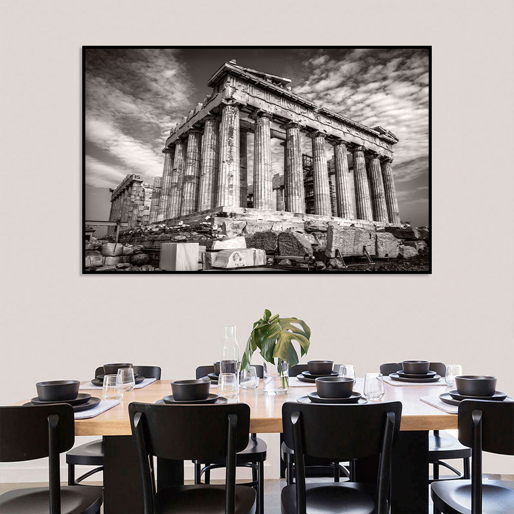 Timeless Parthenon Black and White Canvas Wall Art