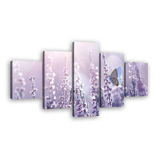 Butterfly on Lavender Flower Canvas Wall Art