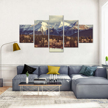 Snow-Covered Rocky Mountains Canvas Wall Art