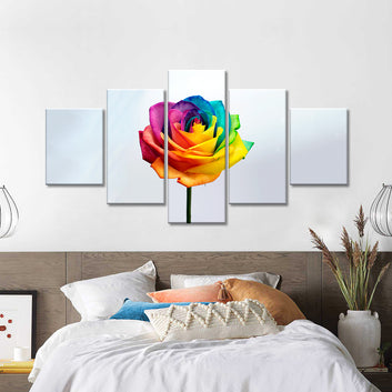 Rainbow Rose Canvas Wall Art