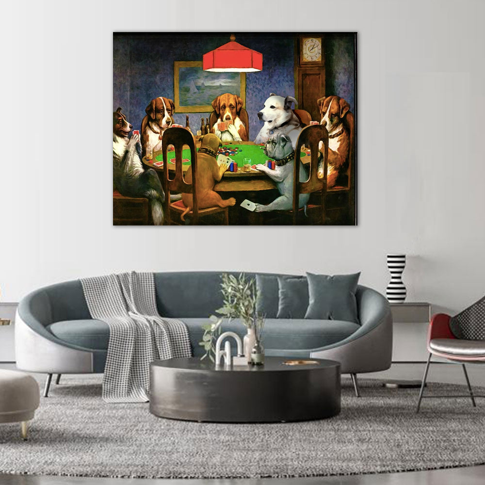 Dogs Playing Poker Canvas Wall Art