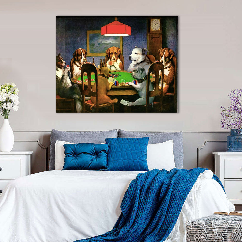 Dogs Playing Poker Canvas Wall Art