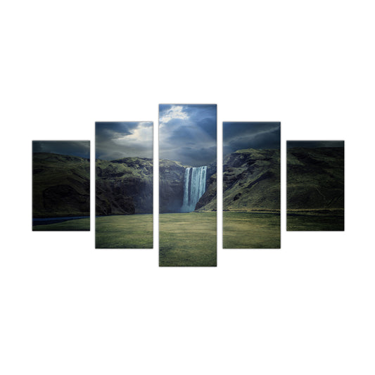 Majestic Waterfall Landscape: 5-Piece Nature Canvas Wall Art Set