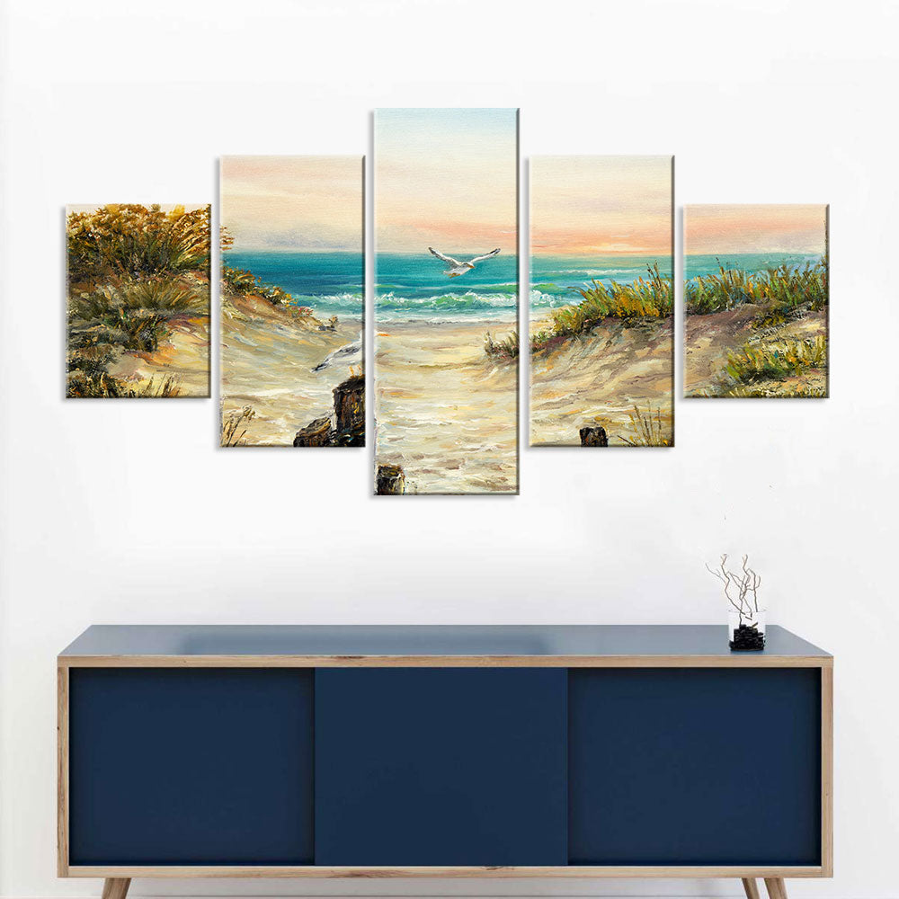 5-Piece Seaside Serenity Canvas Wall Art
