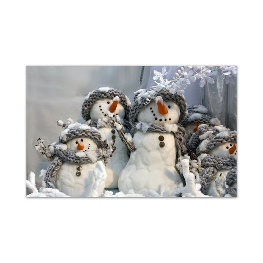 Festive Snowman Family Canvas Wall Art