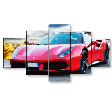 5 Piece Ferrari 488 GTB on Road Canvas Wall Art