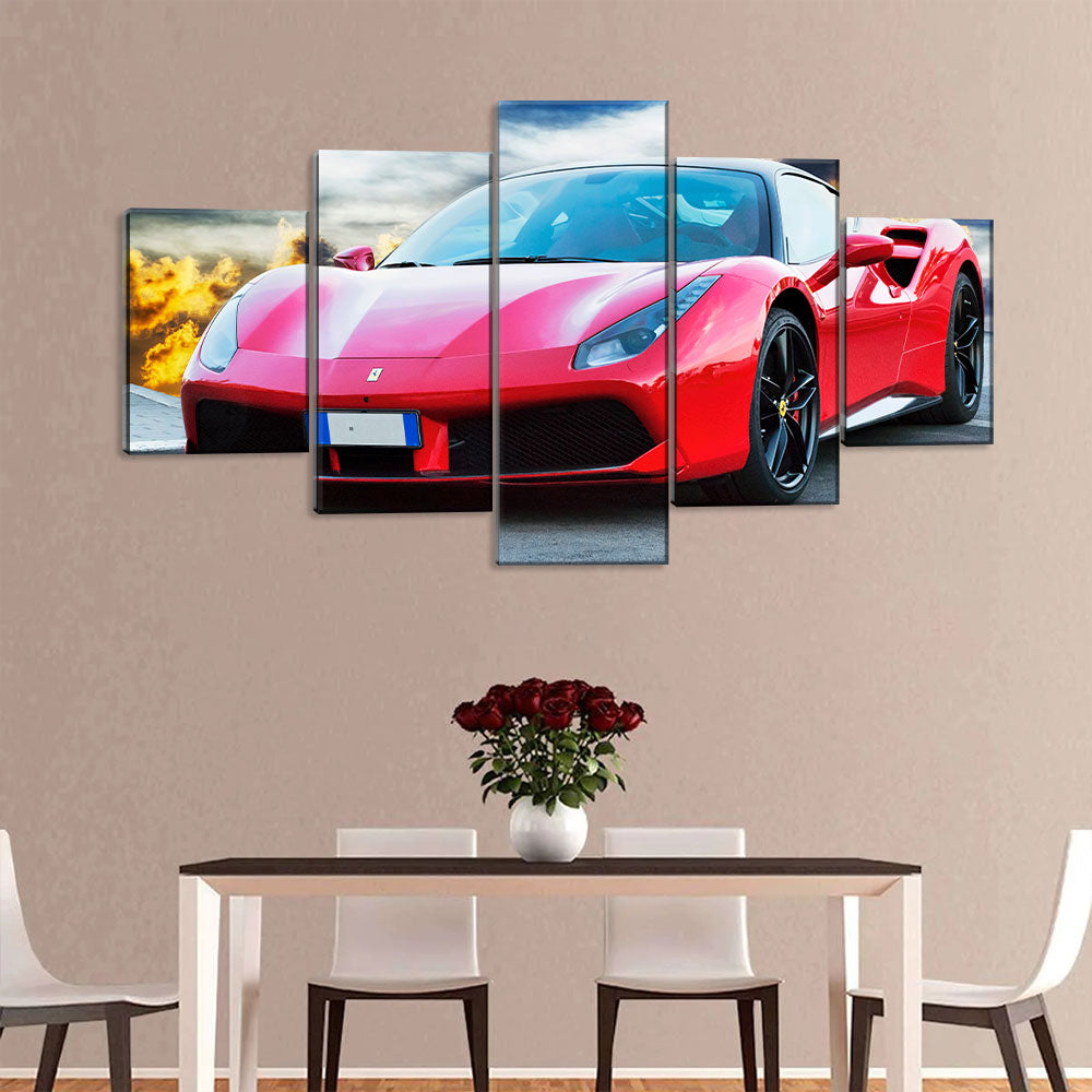 5 Piece Ferrari 488 GTB on Road Canvas Wall Art