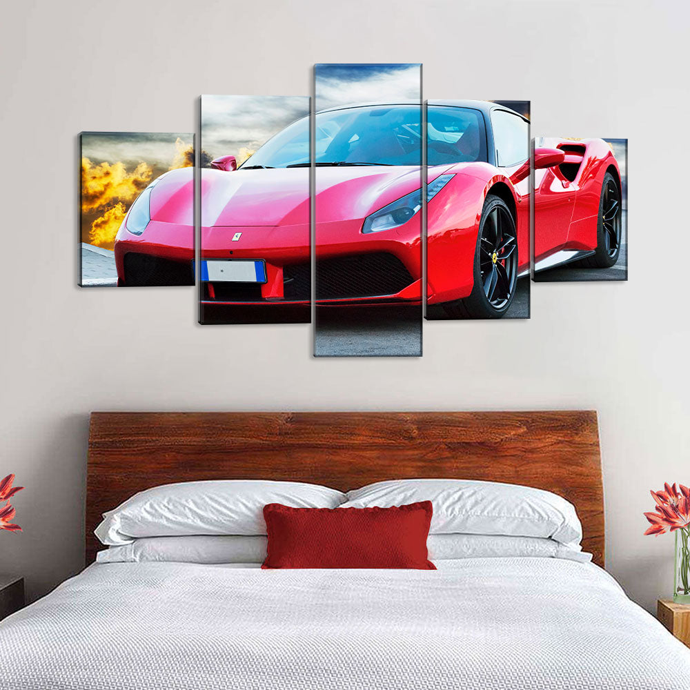 5 Piece Ferrari 488 GTB on Road Canvas Wall Art