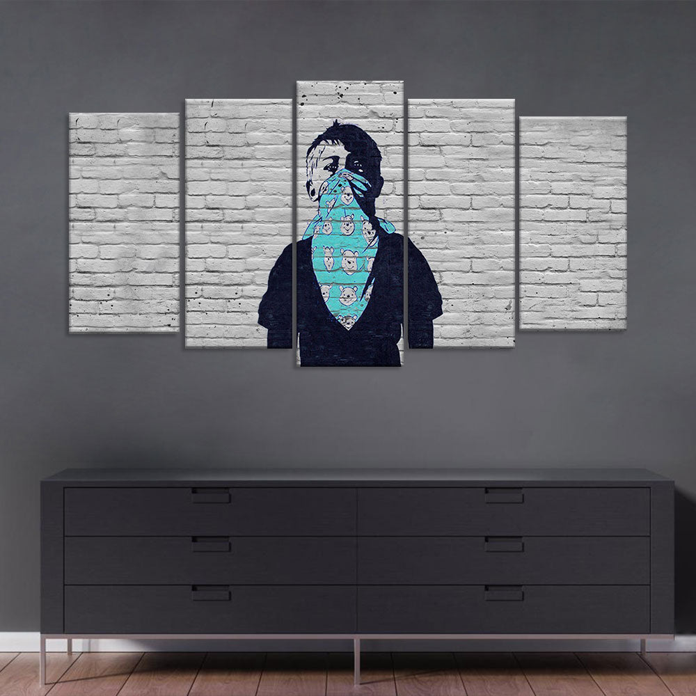 Banksy Boys with Face Scarf Canvas Wall Art