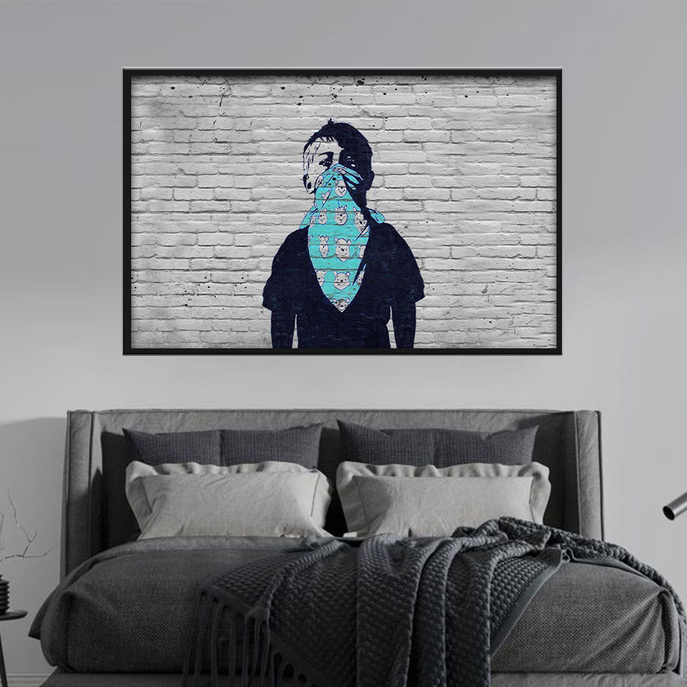 Banksy Boys with Face Scarf Canvas Wall Art