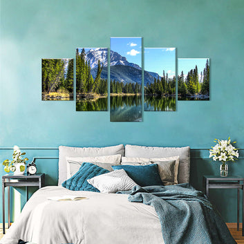 Lake and Mountain in Banff National Park Canvas Wall Art