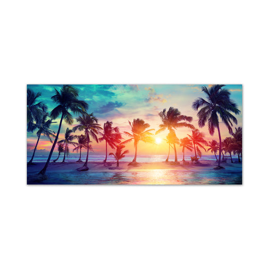 Tropical Sunset Palm Tree Canvas Wall Art