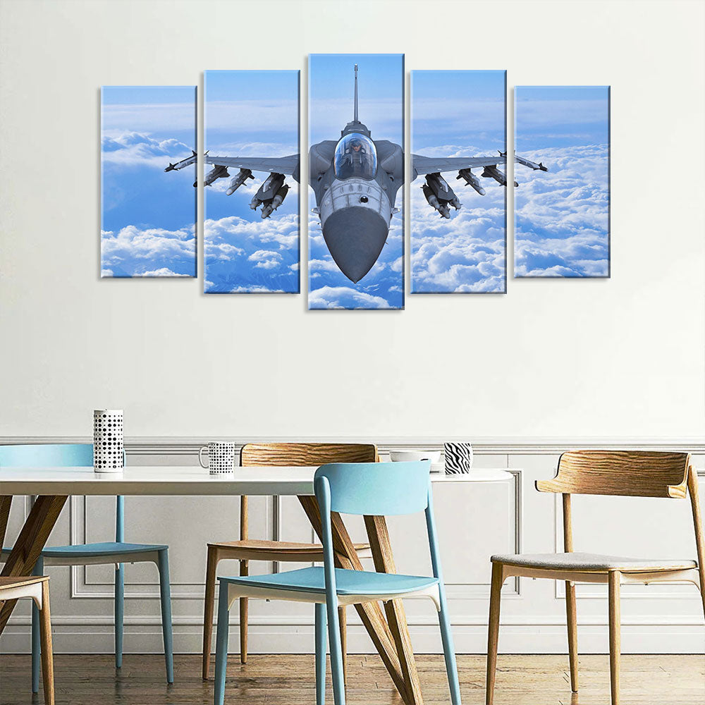 5 Piece F16 Fighting Falcon Canvas Wall Art
