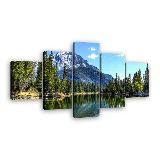 Lake and Mountain in Banff National Park Canvas Wall Art