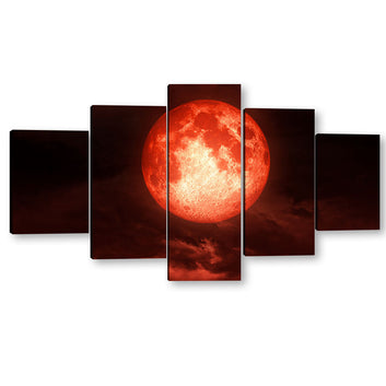 Full Bloody Moon on the Clouds Canvas Wall Art