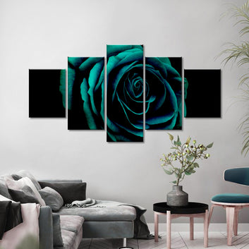 Blue Rose on Dark Canvas Wall Art