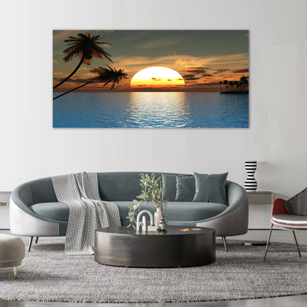 Golden Sunset Ocean View Canvas Wall Art