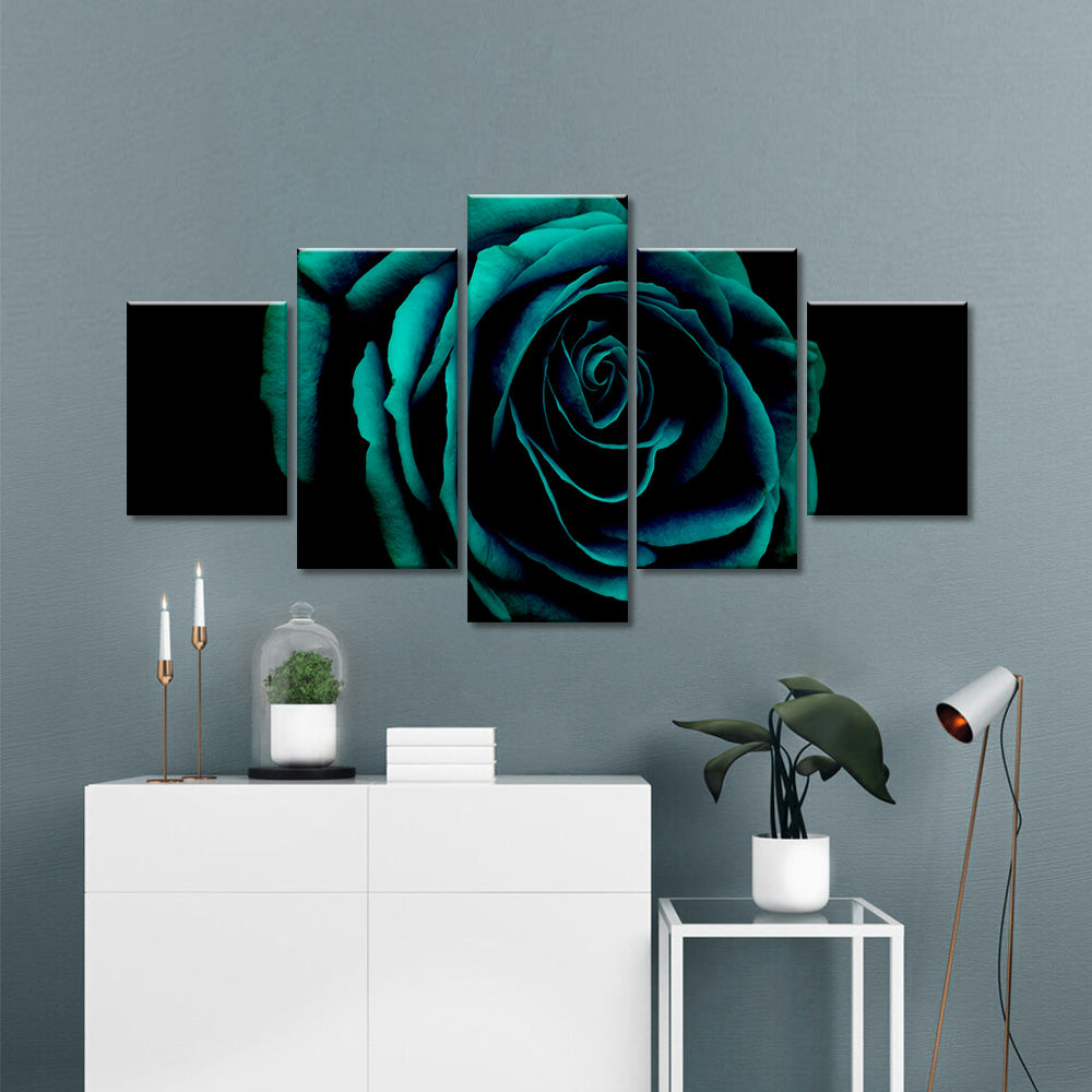 Blue Rose on Dark canvas wall art