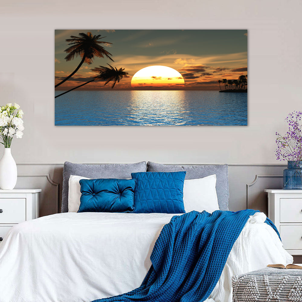 Golden Sunset Ocean View Canvas Wall Art